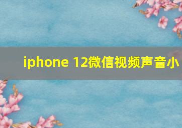 iphone 12微信视频声音小